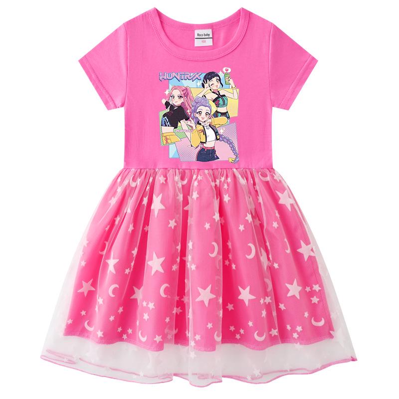 Vestido de Princesa con Lentejuelas Arcoíris de Manga Larga Kpop Demon Slayer para Niñas