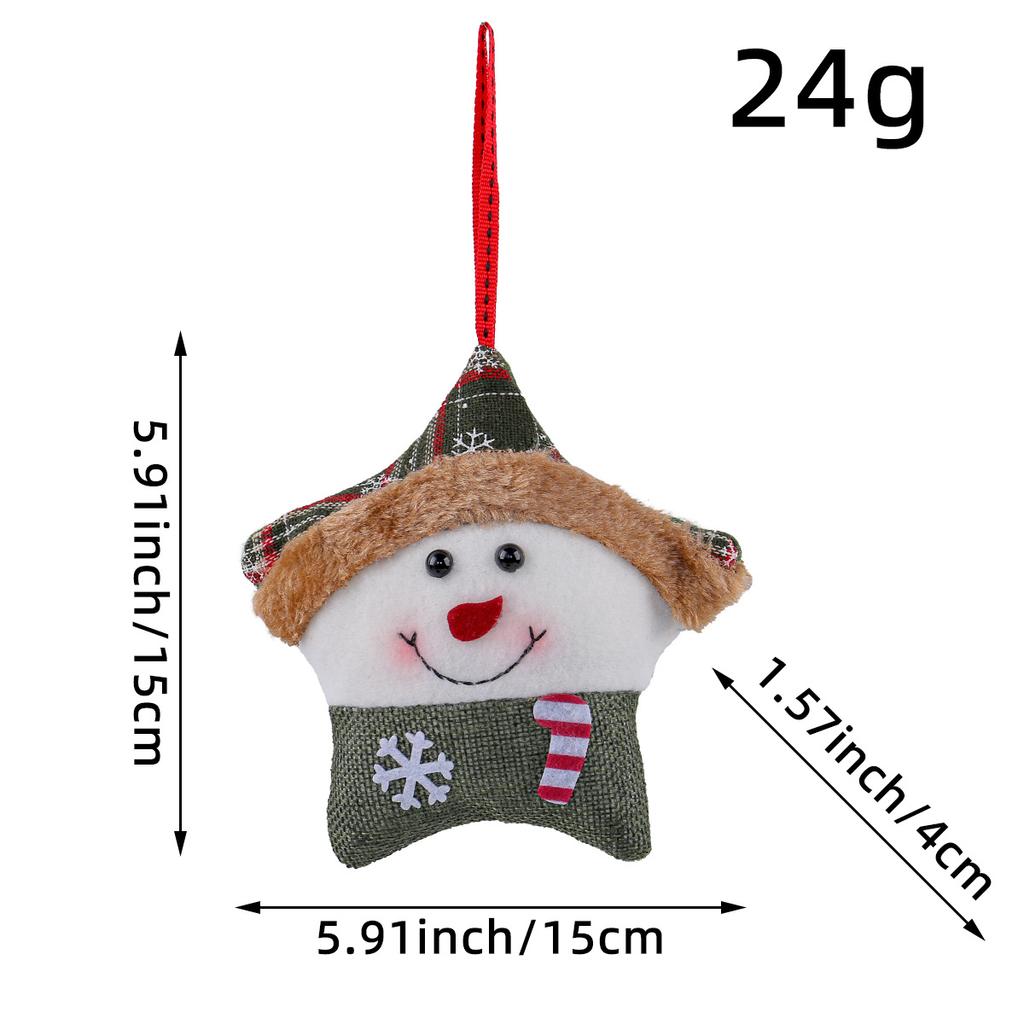Santa Claus Reindeer Christmas Tree Decoration Creative Plush Five Pointed Star Christmas Figurine Pendant Christmas Party Decor