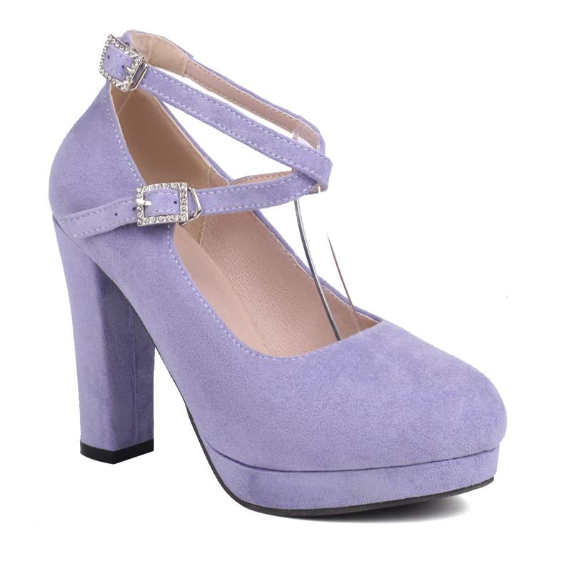 

Женские туфли на высоком каблуке, весенние и летние туфли на толстом каблуке, модная обувь больших размеров на все сезоны 43 фиолетовый