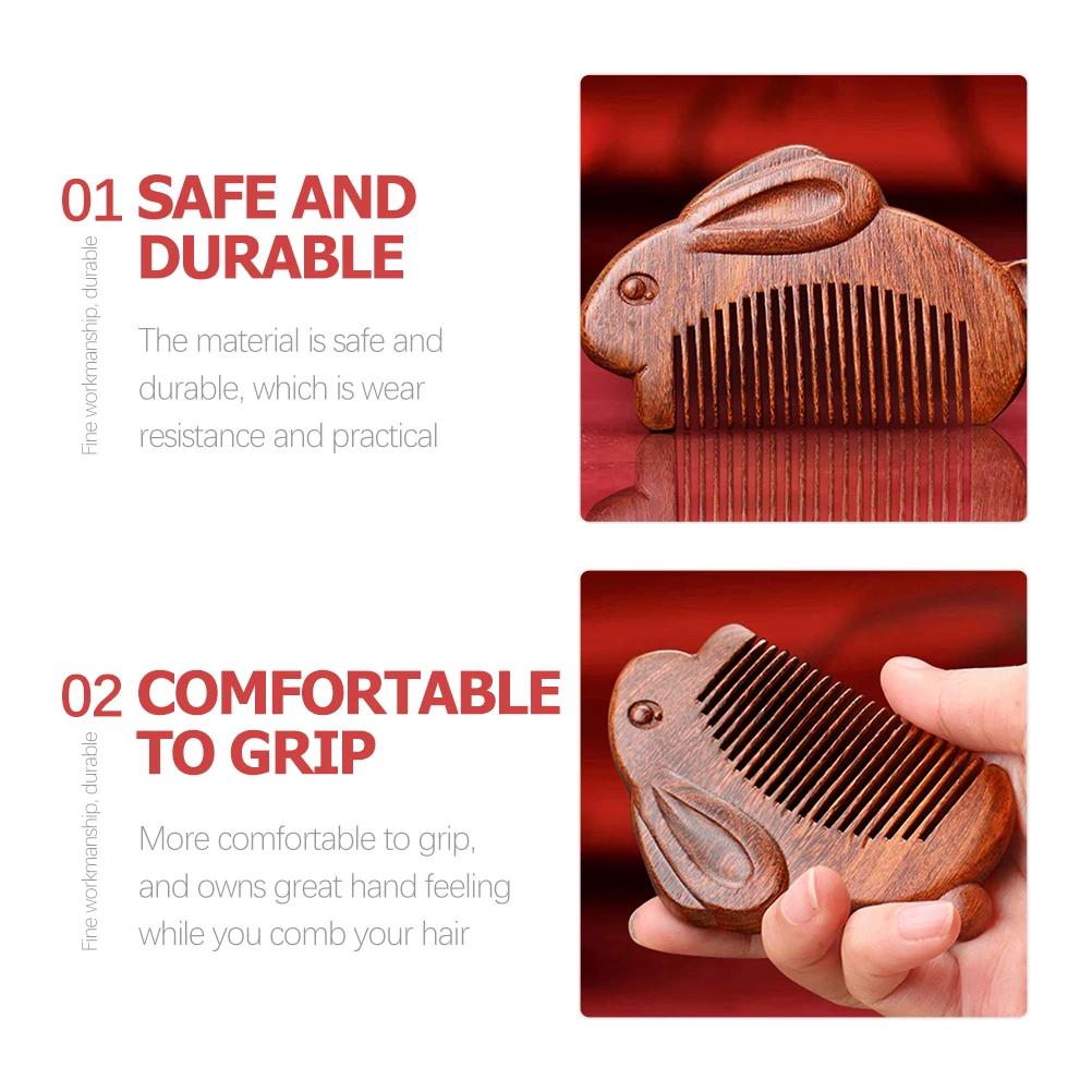 Thickened Jade Rabbit Sandalwood Comb New Wide and Densely Toothed Comb Creative Ancient Immortal Craft Exquisite Packaging Comb