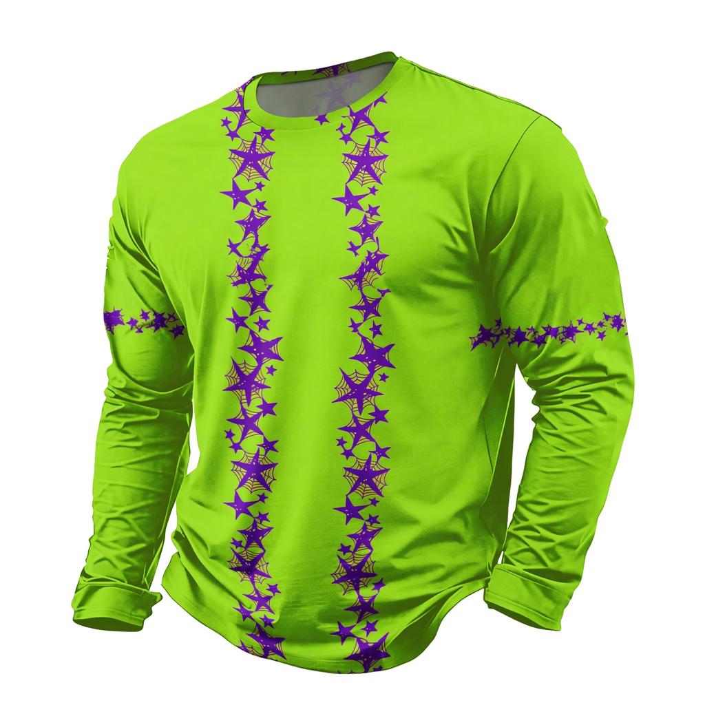 Men's Halloween Long Sleeve T-Shirt Neck Loose Fit Casual Versatile Top
