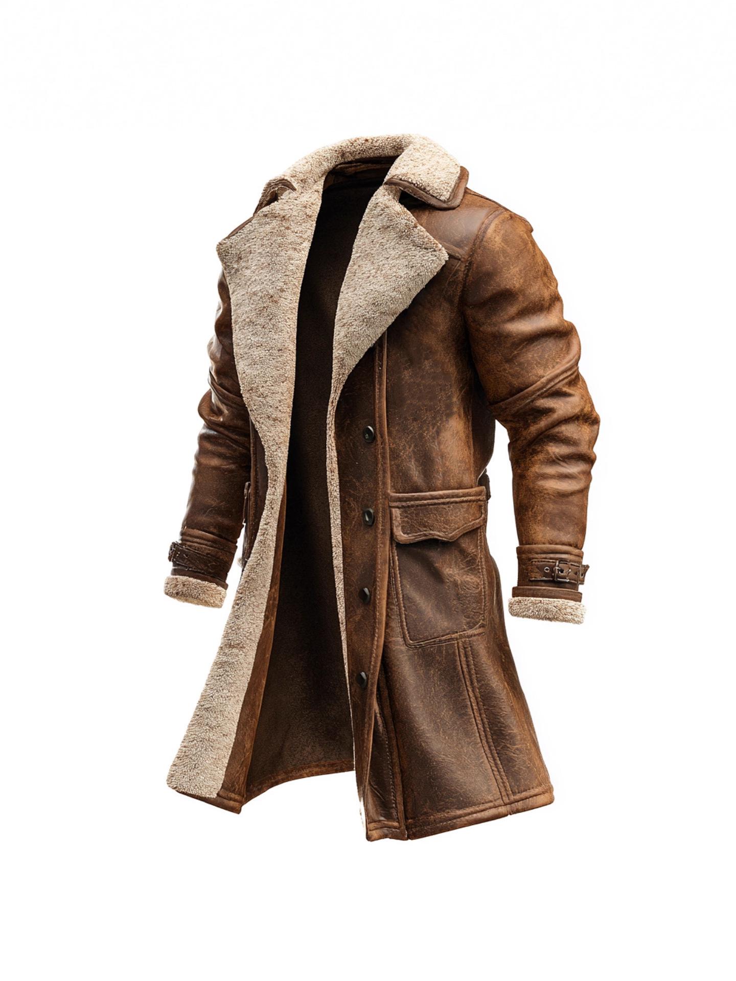 

European & American Retro Patchwork Mid-Length Single-Breasted Men s Winter Coat - In Stock XL коричневий