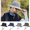 Summer Fisherman Mesh Hat Outdoor Fishing Camping Hiking Anti-Uv Sun Hat Wide Brim Waterproof Casual Bucket Hat Panama Beach Cap