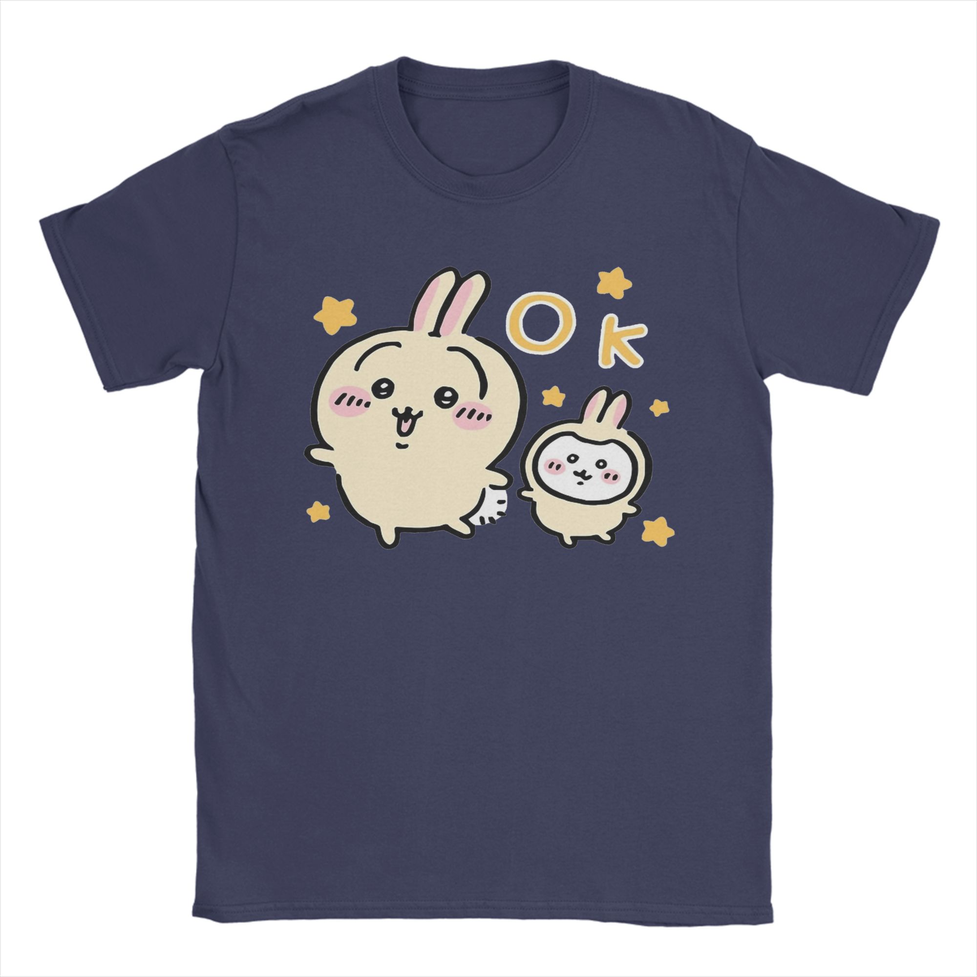 

Fashion Chiikawas Yellow OK TShirts Men Round Neck Cotton T Shirts Short Sleeve Tees Plus Size Tops 2XL
