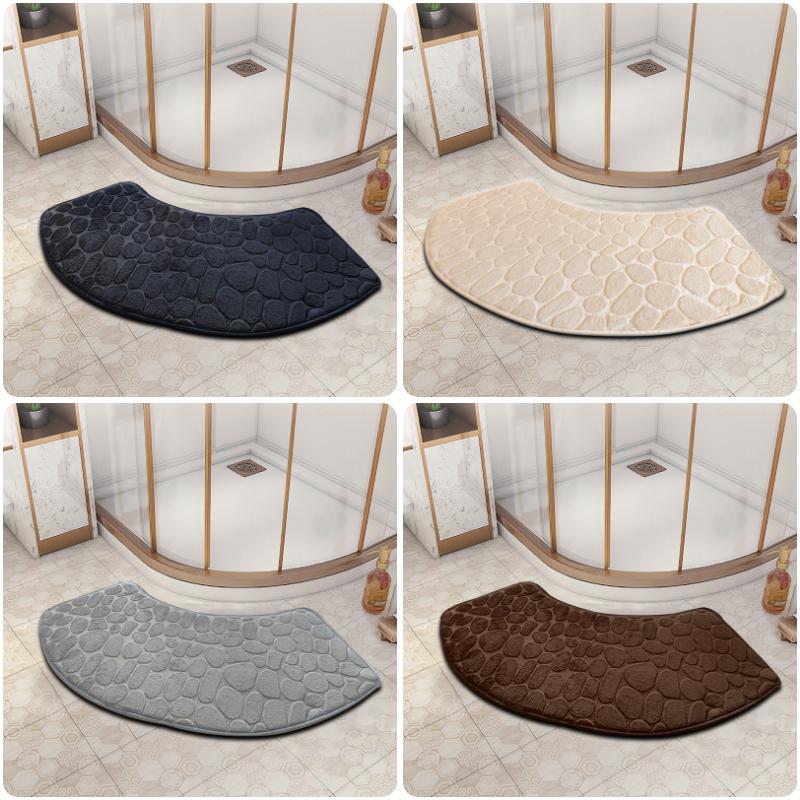 Curved Bathroom Mat Thickened Shower Room Absorbent Door Mat Toilet Bathroom Non-Slip Mat Dirt-Resistant Entrance Mat