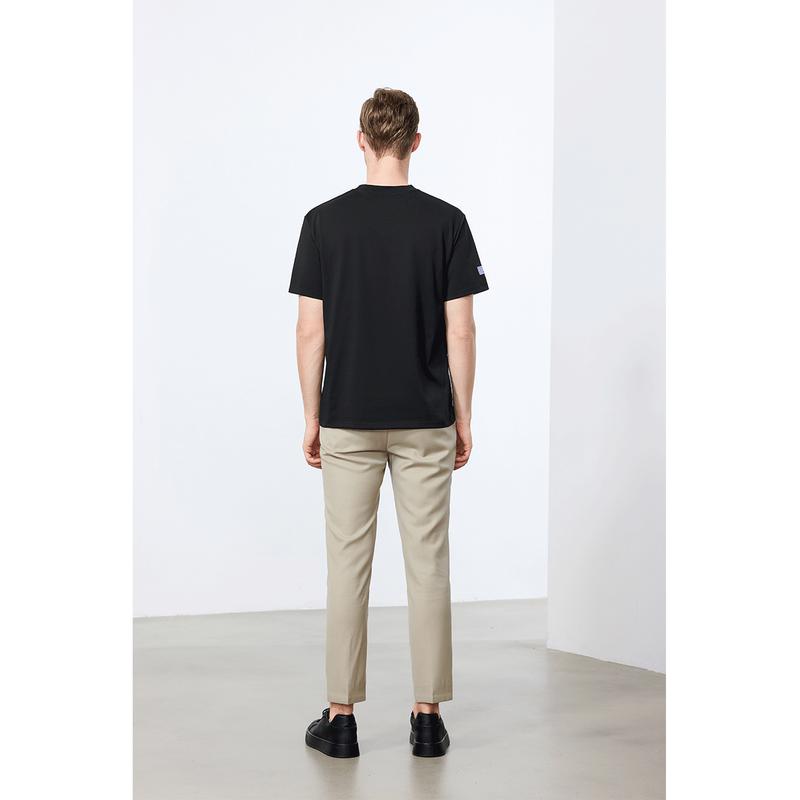 FORTEI Men's 7A Antibacterial Silk Blend Piqué Round Neck T-Shirt
