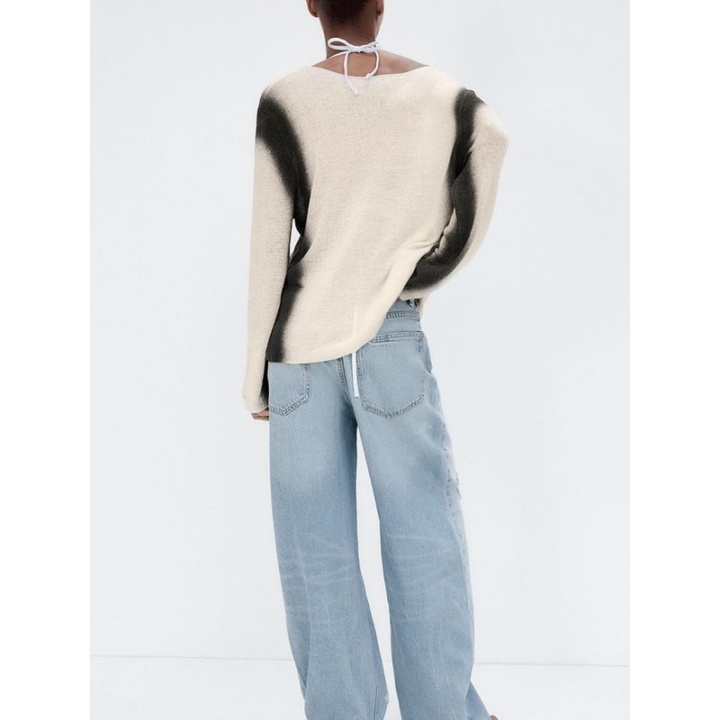 Za2025 Spring New Women's Clothing Silm Fading Effect Print Long Sleeves Knitting Sweater 3920266 064