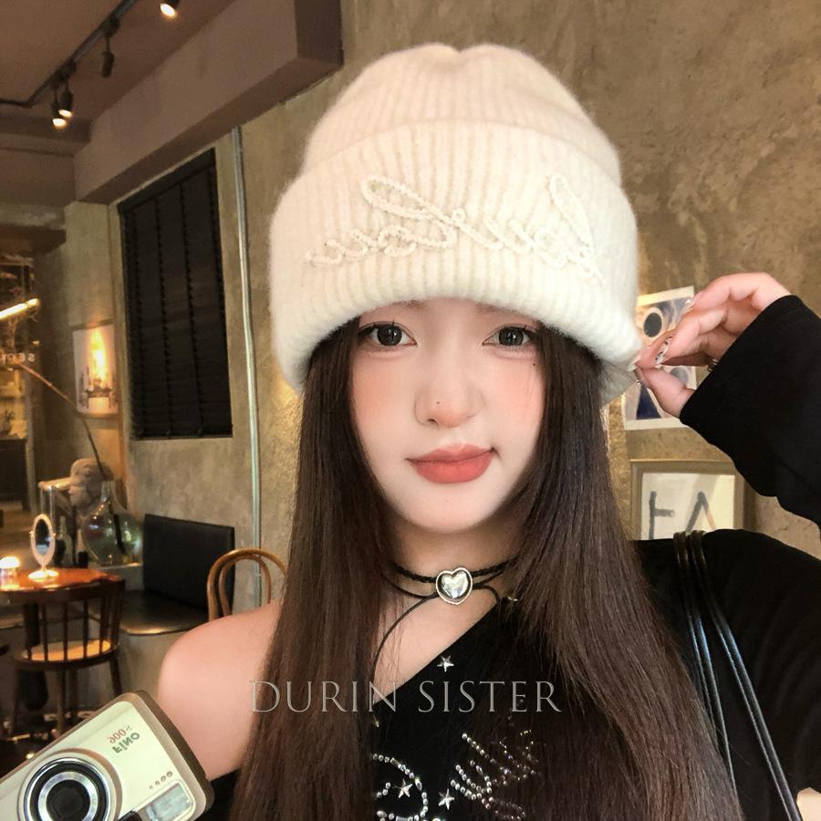 Spring and Autumn big head circumference showing face small wool hat woman
