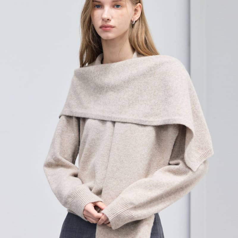 hyyk Alpaca Cape Muffler_Melange Beige