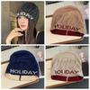 Vintage Letter Beanie Hat Hollow Knitted Pullover Hat Fashion Sequin Knitted Hat  Winter