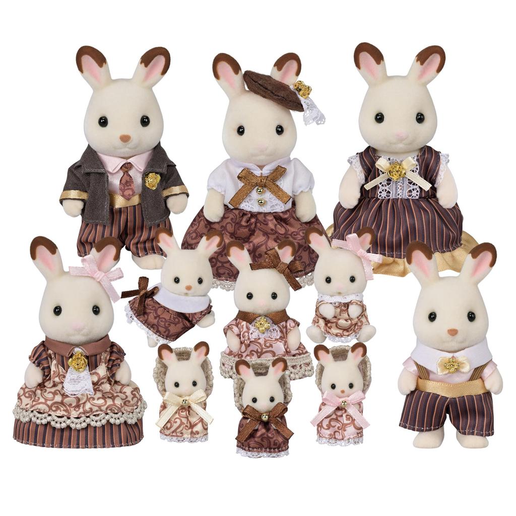 Sylvanian Families Dolls [Chocolate Rabbit Family Anniversary Set] C-74 ST Mark Certified, Ages 3 and Up, Toy Dollhouse, Sylvanian Families, Epoch