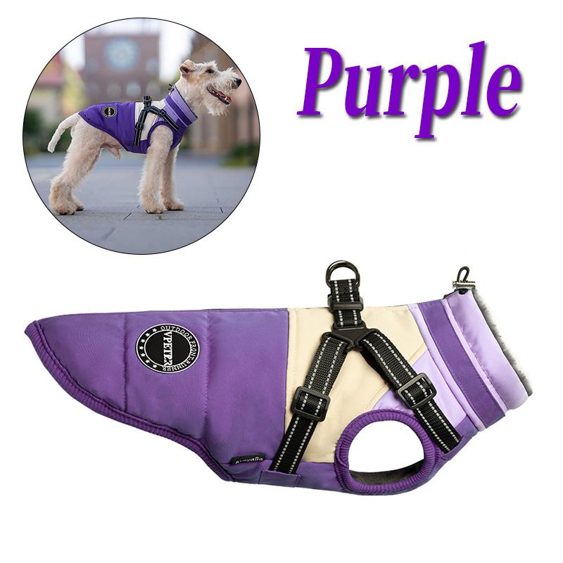

Winter Dog Waterproof Jacket with Traction Buckle Warm Pet Clothe Dog Cotton Jacket Suitable for Small and Medium Dogs Schnauzer S фиолетовый