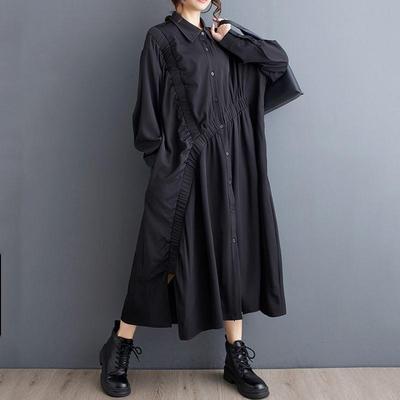 Dlhý rukáv Plus size vintage novinka v šatách pre ženy ležérne voľné jarné jesenné Košeľové šaty