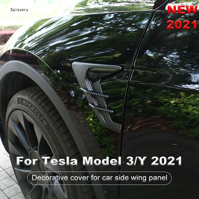 Car Accessories for Tesla Model 3 /Y  Camera Flanks Car Side Wing Panel Cover Spoiler Dust Cover Decoration