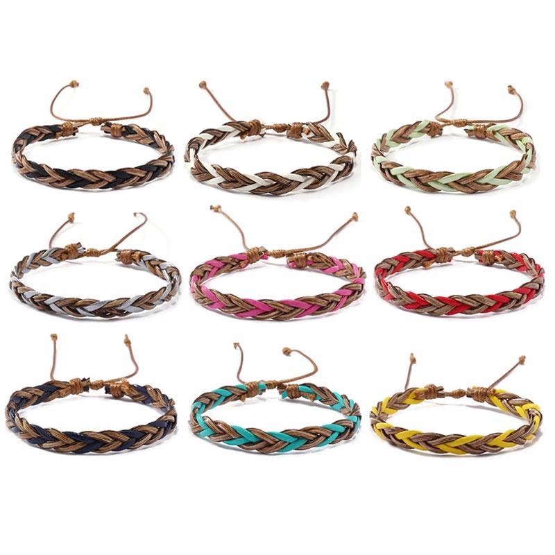 Pu Boho Chic Leather Woven Hand Bracelet Retro Womens Christmas Gift Jewelry