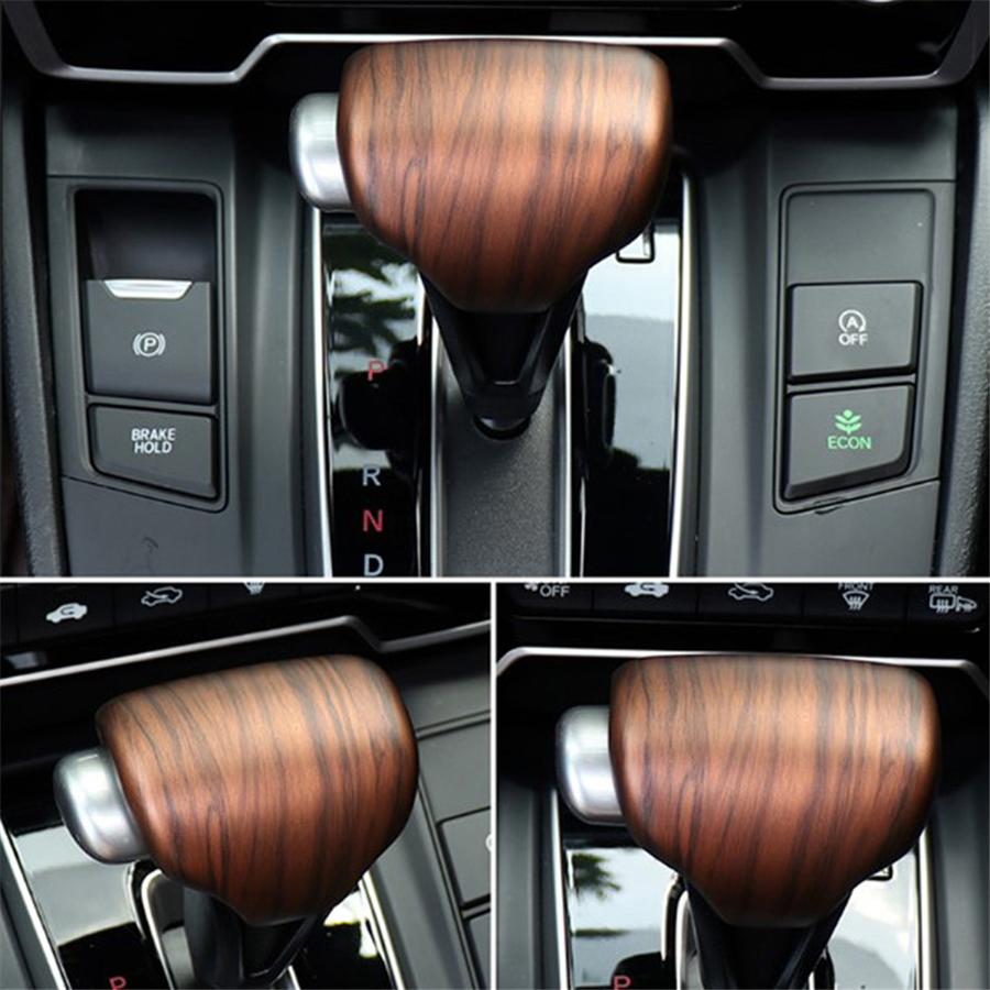 3PCS Peach Wood Grain Water Cup Holder Stripe Trim And Gear Lever Shift Knob Cover Trim Fit For Honda CR-V 2017-2019