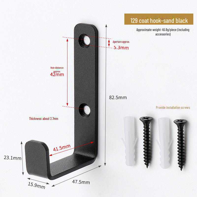 "Black Coat Hook Wall Hanging, Iron Bracket, Cross-Border Hardware for Room Door Storage"