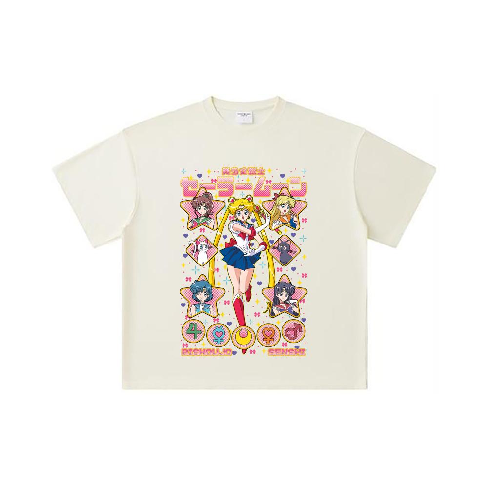 260 GSM Double Yarn 32 Count 100% Cotton Sailor Moon V1 Print Unisex Heavy Cotton T Shirt