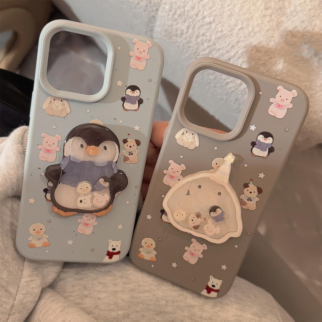 Cute Penguin Rabbit Shakele IPhone17 Mobile Case Apple 15promax Silicone 14 Applicable To 13 Three Dimensional