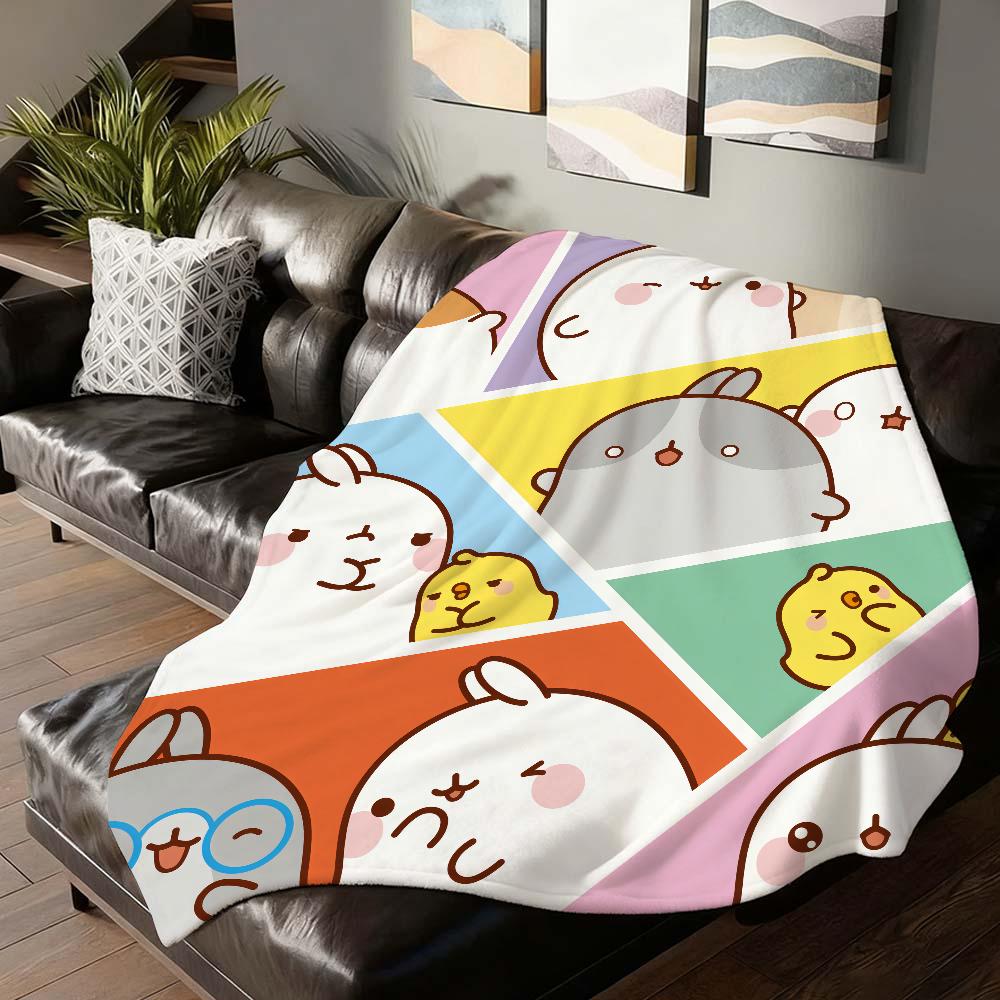 Kreslená Kawaii M Molang Deka Měkká a Šetrná k Pleti Pro Pohovku Postel Dřímotu Přehoz Na Postel Na Všechna Roční Období Přikrývka