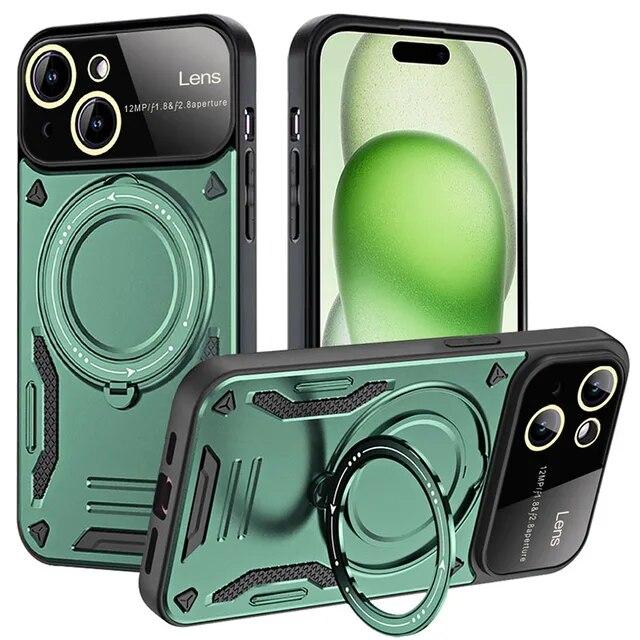 Magnetický 360° otočný držák na telefon Pouzdro na telefon pro POCO X6 Pro POCO M6 Pro 4G M5S C65 X5 Pro X4 X3 Kovové brnění odolné proti nárazu bezdrátové nabíjení Černý kryt