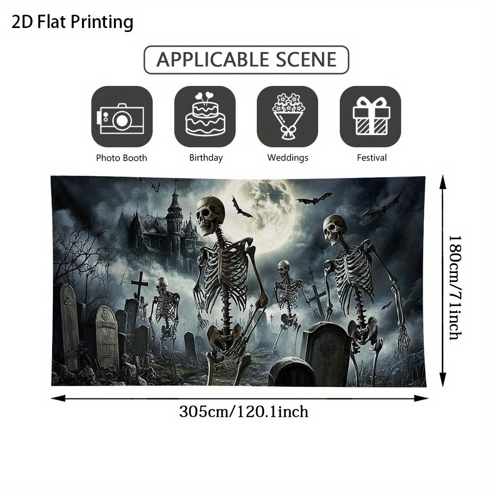 One Halloween garage door decoration - Skull haunted house and Bat cemetery scenezyc
