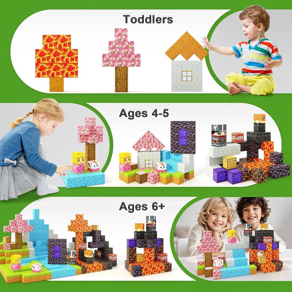 Yolla Loos 150-teiliges magnetisches Baustein-Spielzeug - Montessori-Spielzeugset mit magnetischen Bausteinen für Jungen und Mädchen ab 6 Jahren