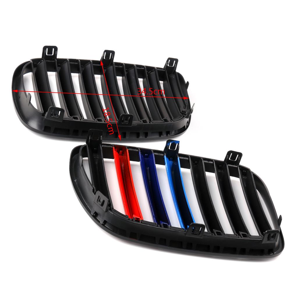 1Pair M Color Matte Black Front Bumper Grille For BMW E83 X3 LCI 07-10 Facelift