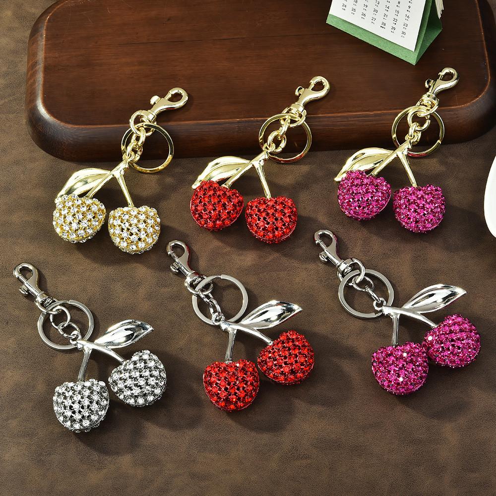 Cherry Keychain Jewelry Gift For Women With Diamond Embellishments For Fashion Accessories