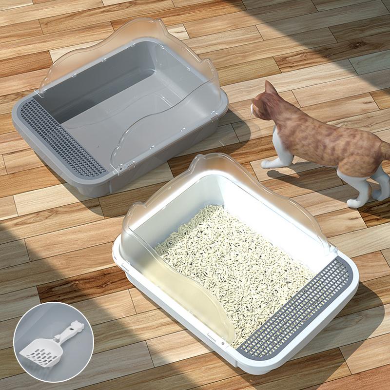 For  Capacity Semi-Enclosed Cat Litter Box Pet Toilet Splash-Proof Design Lightweight And Sturdy Pet Sandbox With Sc