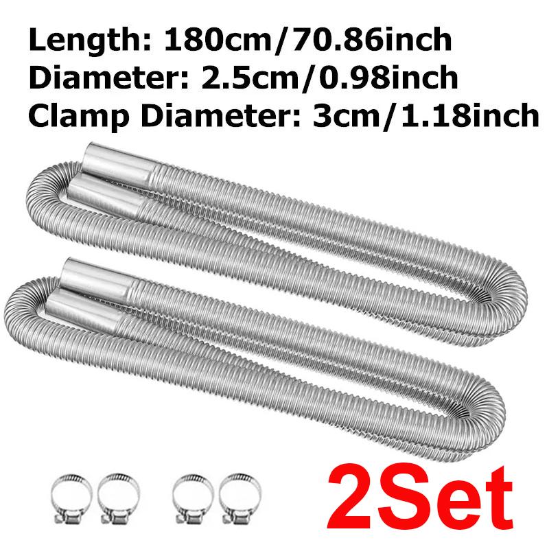 2X 60cm 100cm 120cm 150cm 200cm 250cm 300cm Air Diesel Parking Heater Stainless Steel Exhaust Pipe Tube Vent Hose Car Truck Van