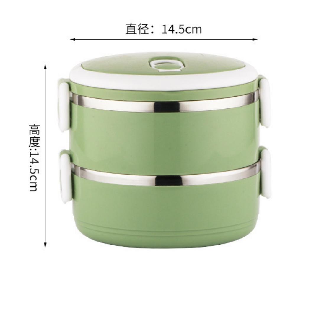 

Двошаровий ізольований ланч-бокс з нержавіючої сталі для офісу, школи, кемпінгу та пікніка B зелений