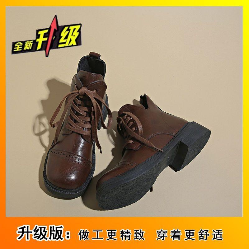 Premium black versatile British style explosive short boots 2025 new thick-soled heightening Martin boots women's thin boots