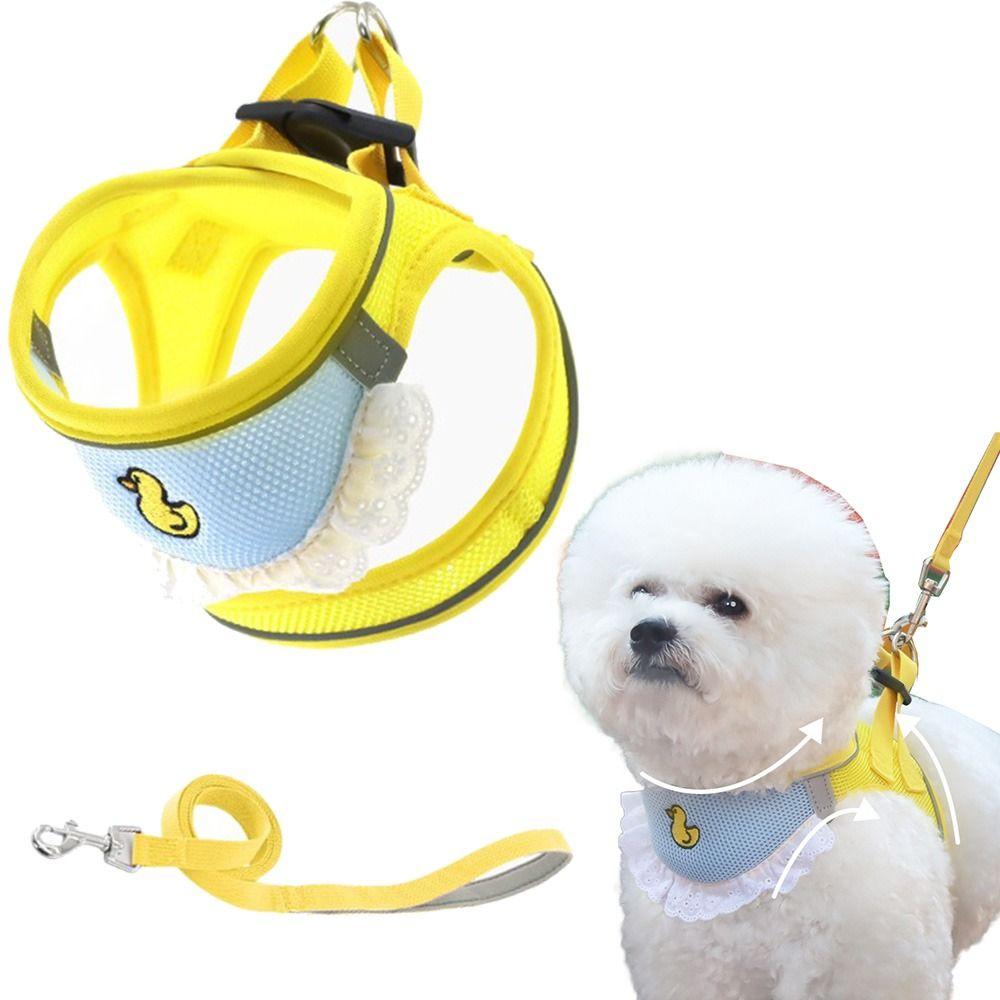 Escape Proof Dogs Collar Vest Breathable Pet Harness Leash Cute Pet Harness and Leash Set  Outdoor