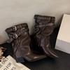 American Spice Girls Belt Buckle Pants Boots Short Boots Women's Boots 2025 Early Autumn New Niche Design Short Boots Western Boots