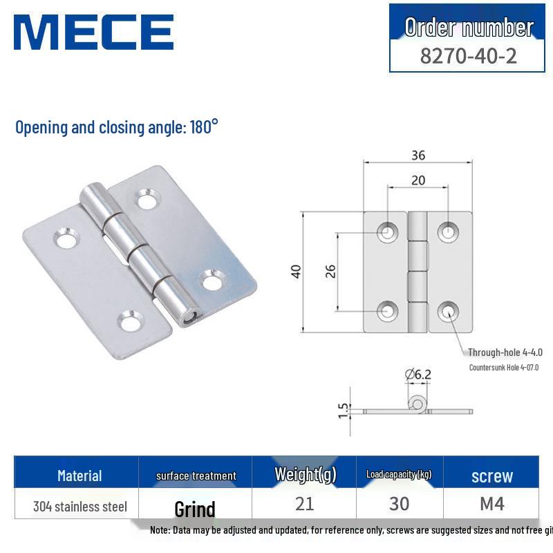 304 Stainless Steel Thickened Cabinet & Wooden Door Hinges