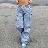 Womens Baggy Cargo Pants Streetwear Hip Hop Joggers Sweatpants  Casual Loose Wide Leg Trousers