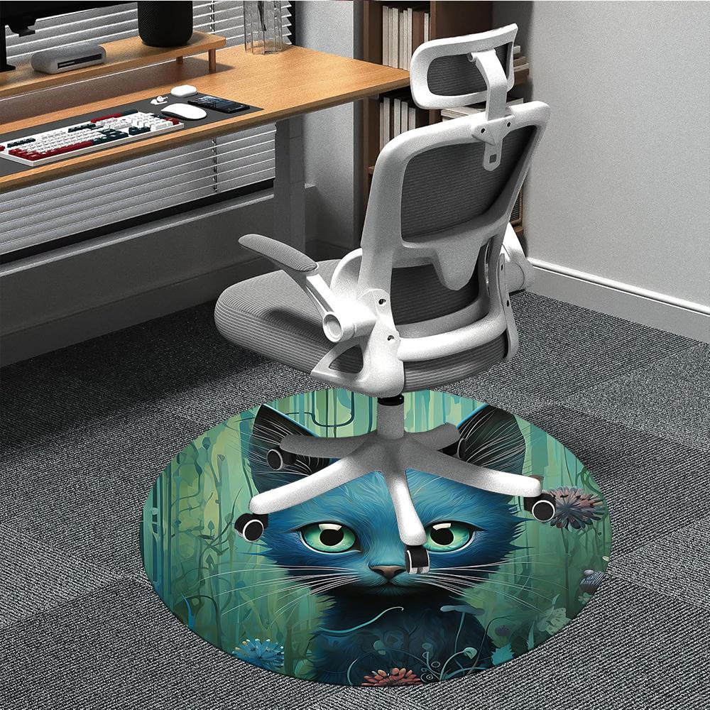 

1PC Whiskers Whimsy Cat Office Round Area Rug, Indoor Mat Suitable ForOffice, Under Office Chairs Bedroom Living Room Home Decor, Room Deco, D041 80cm by 80cm