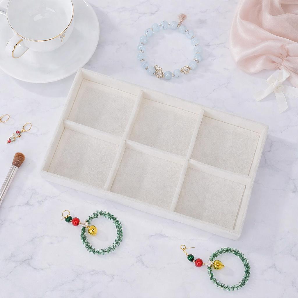 1PC, Flocking Jewelry Box Jewelry Tray, Color: Beige/Grey