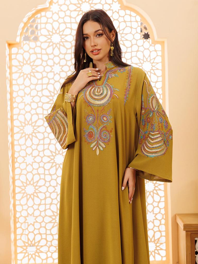AB430 Women's Embroidered Cord Pullover Dress Robe