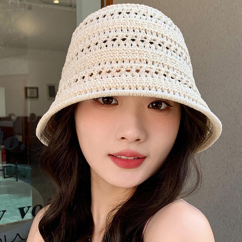 Summer New Hollow Knitted Sun Protection And Sunshade Hat For Women's Leisure Versatile Small Fresh Fashion Mountaineering Hat