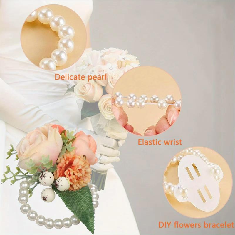 10 Stück Handgelenksblume Perle Kristall Korsage Brautjungfer Kinder Handblume Hochzeit Wunderschöne Braut Hochzeitsarmbänder Mädchen Schmuck