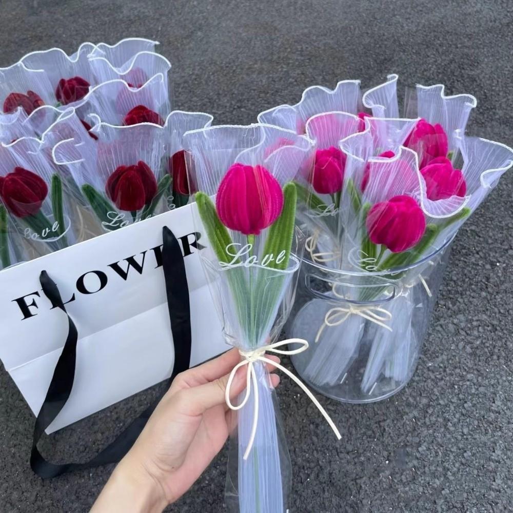 Tulip Twisting Rod Handmade Graduation Gifts Sweet Flower Bouquet Friendship Teachers' Day Artificial Tulip Flower Birthday