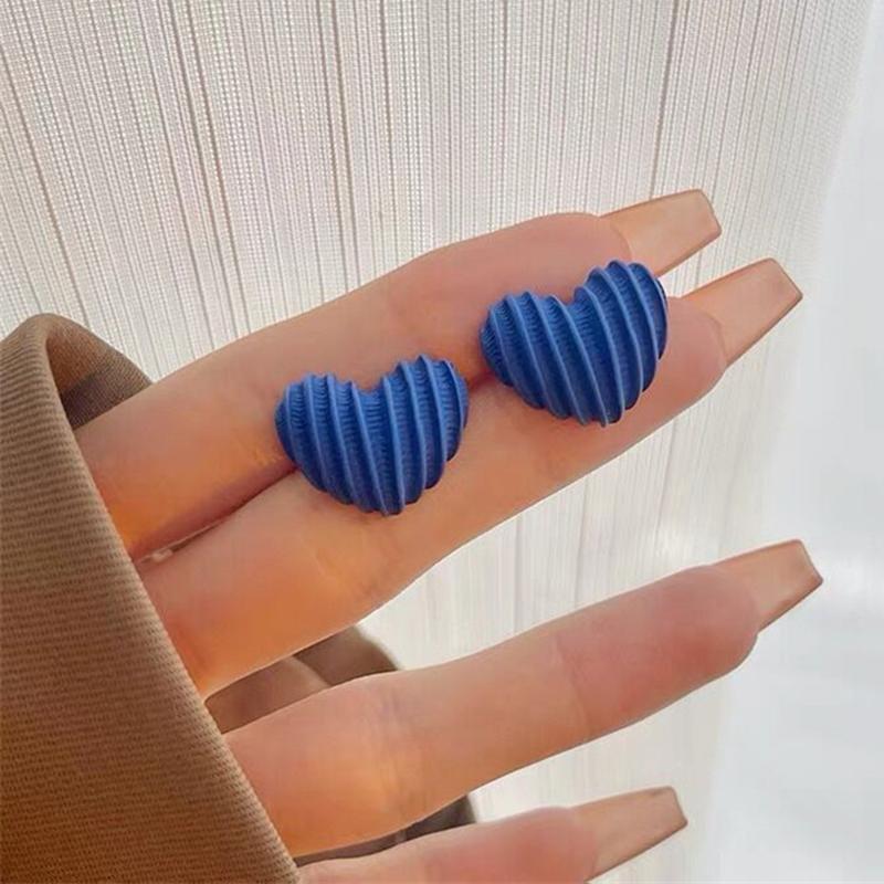 Heart-shaped Stud Earrings Candy-colored Love Shaped Earrings Multicolor Simple Geometric Style Stud Hoop Earrings For Wome