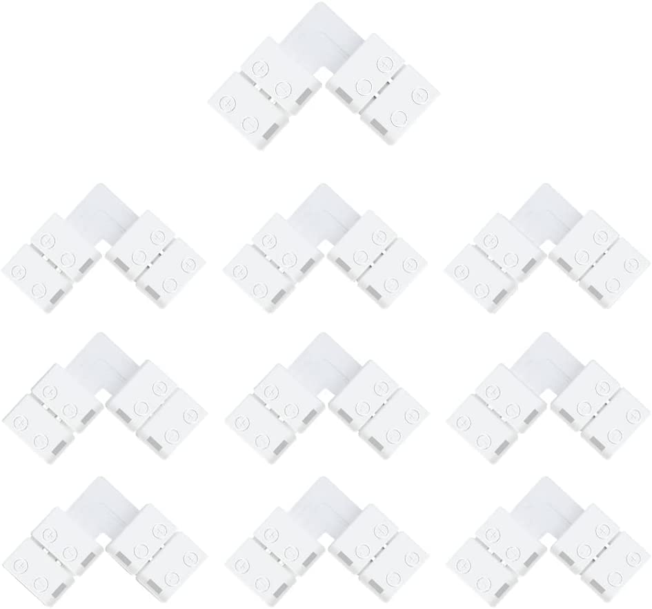 L Shape 4-Pin LED Connectors 10mm Wide Right Angle Corner Connectors Solderless Adapter Connector Terminal for 3528/5050 SMD RGB
