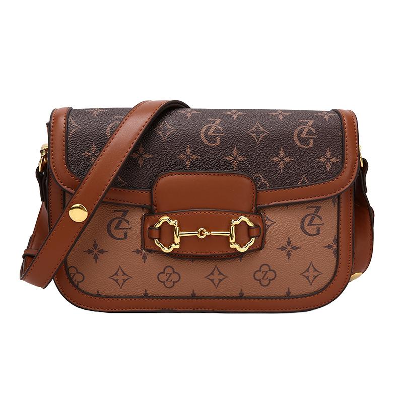 

Women s bag new trendy versatile printed shoulder messenger bag high texture retro saddle bag Bags Small 22cm * 21cm * 16cm