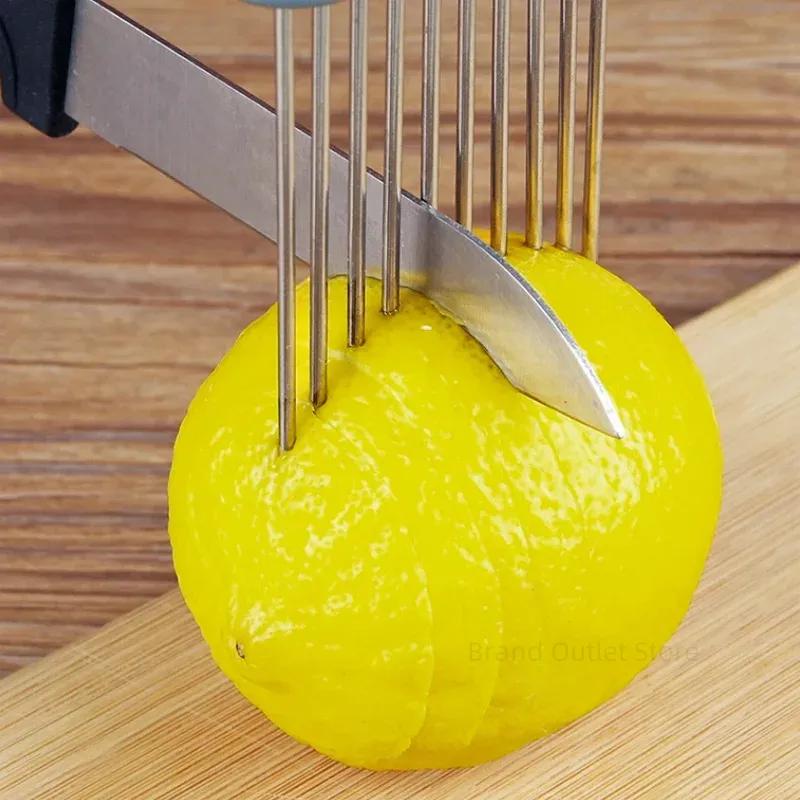 Effortlessly Slice Onions with This 1pc Colorful Onion Slicer Kitchen Stainless Steel Potato Chip Onion Holder