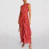 European and American New Spring and Summer Off-the-shoulder European and American Women's Clothing V-neck Chiffon Printing Fairy Long Temperament Ev
