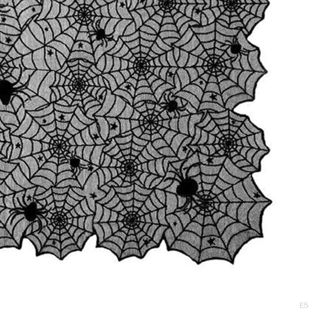 Black Lace Halloween Table Cloth Decoration Cover, Spiderweb Tablecloth for Holiday