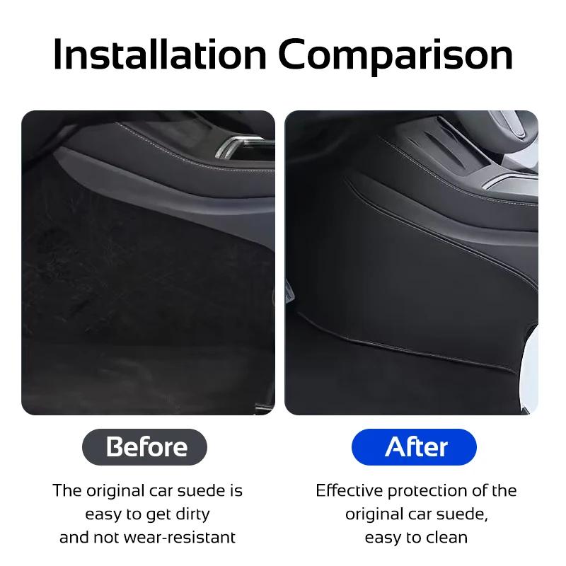 For Tesla Model 3 / Y Leather Side Defense Anti-kick Pad Center Control Anti-dirty Pad Protective Cover Car Interior Accessories